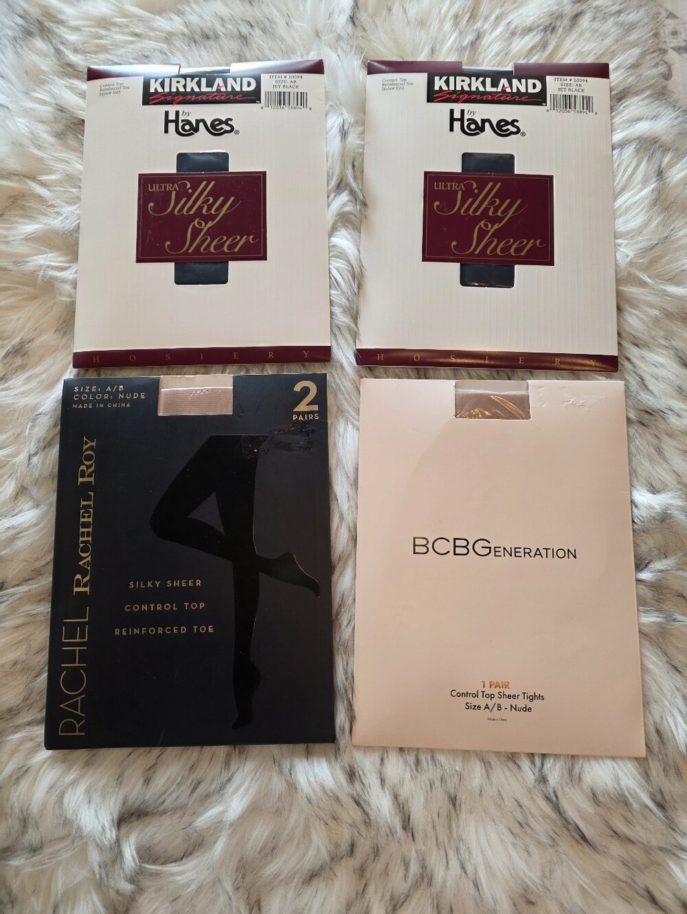 Rachel Roy BCBG Kirkland Sheer Control Top Tights Nude Black A/B 5 Pairs NIP